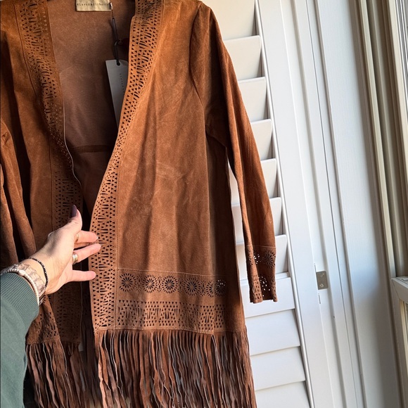 Johnny Was Cognac Suede Jacket with Fringe - Picture 2 of 8